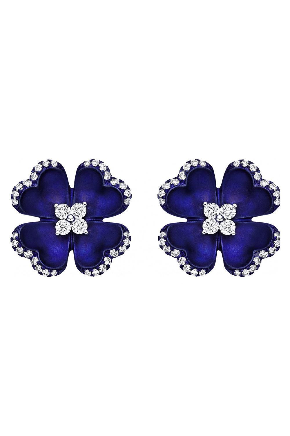 Diamond Purple Flower Stud Elemento Earrings-TITANIUM-JEWELRYFINE JEWELEARRING-SABOO FINE JEWELS