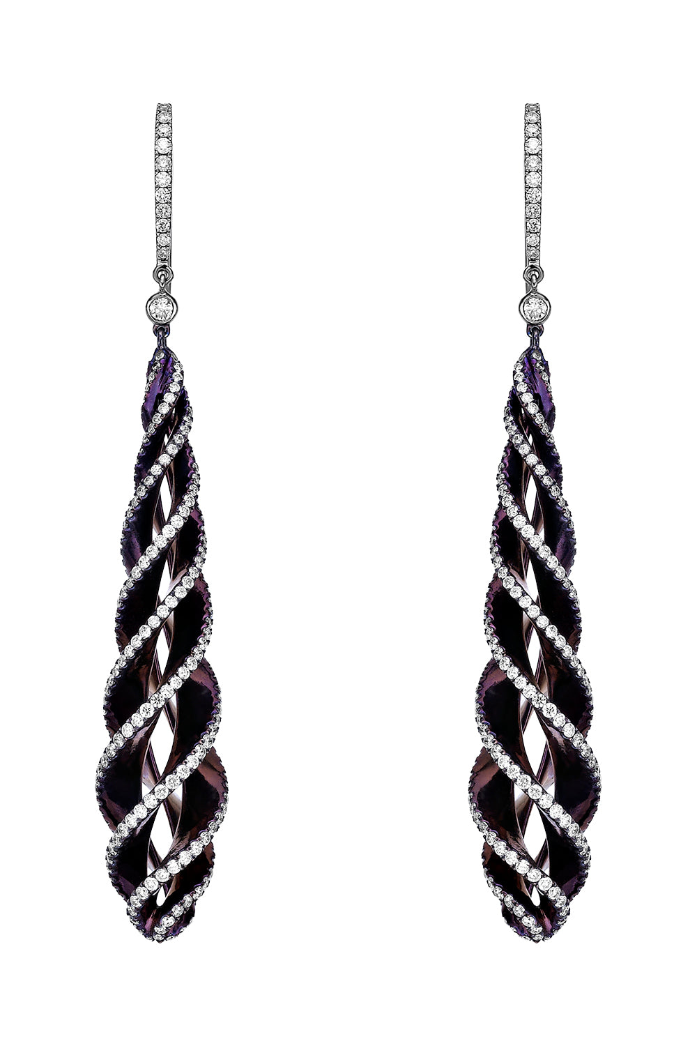 Diamond Purple Long Drop Elemento Earrings