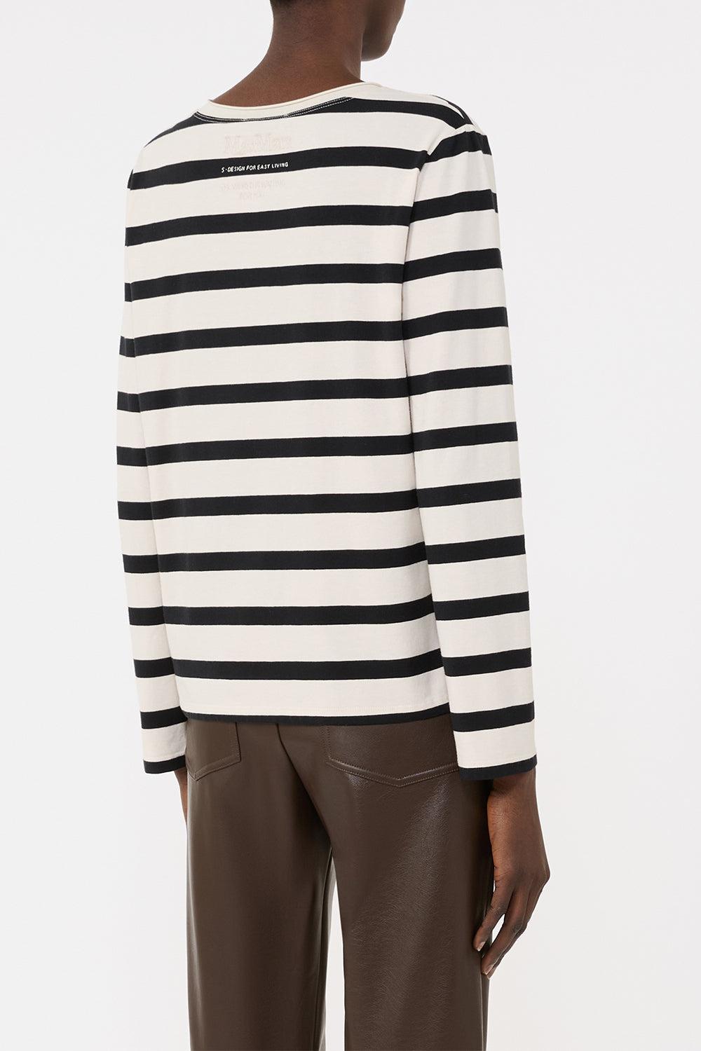 Long Sleeve Stripe T-Shirt-WHITE/BLACK-XS-CLOTHINGTOPKNITS-MAX MARA