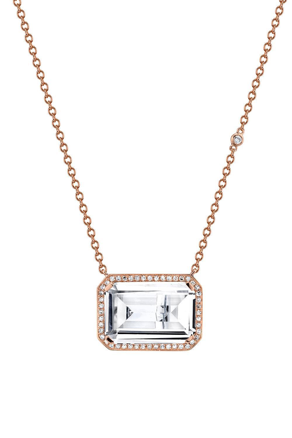 Diamond White Topaz Portrait Necklace-ROSE GOLD-18-JEWELRYFINE JEWELNECKLACE O-SHAY JEWELRY