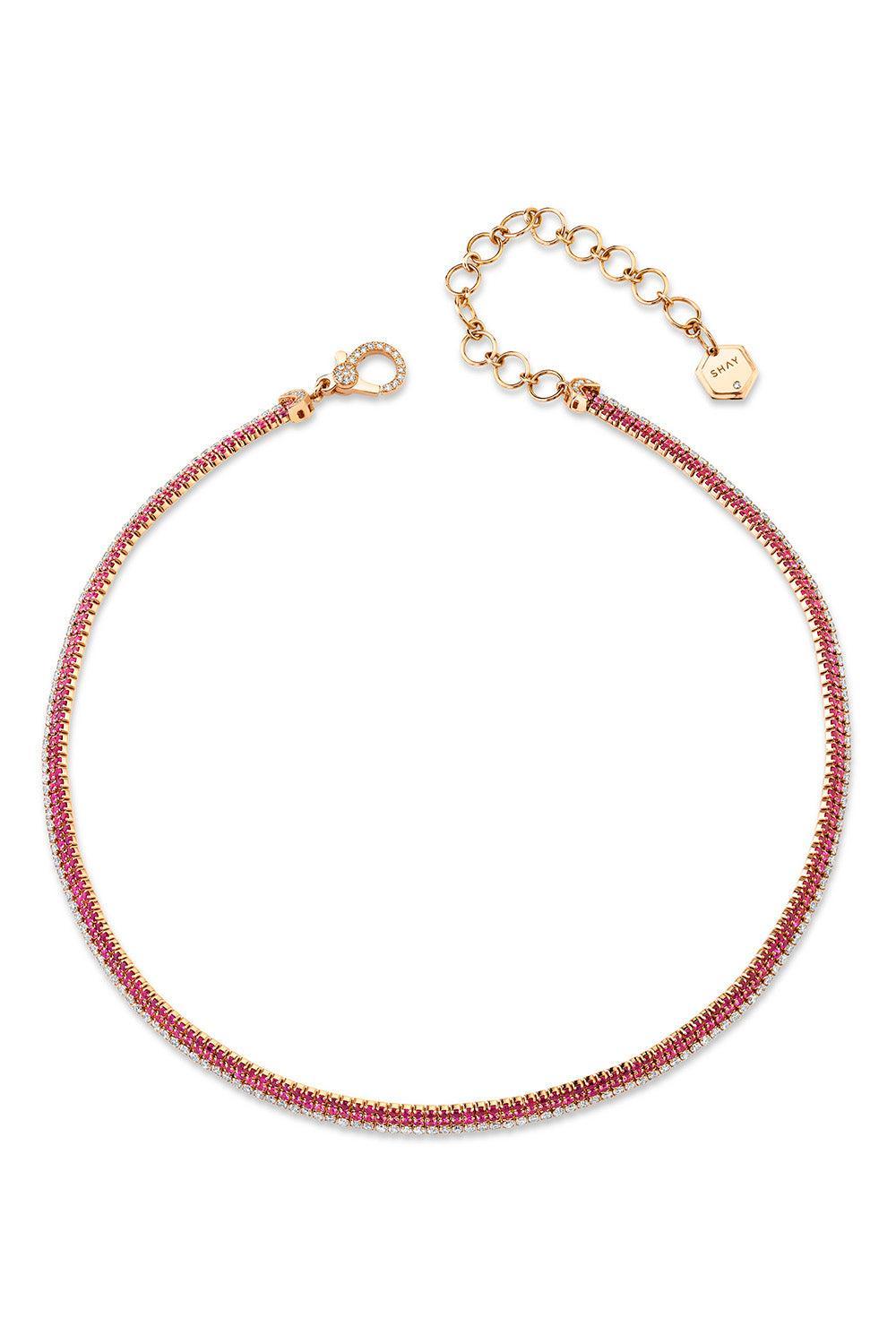 Ruby Sapphire diamond Triple Stack Necklace-ROSE GOLD-JEWELRYFINE JEWELNECKLACE O-SHAY JEWELRY