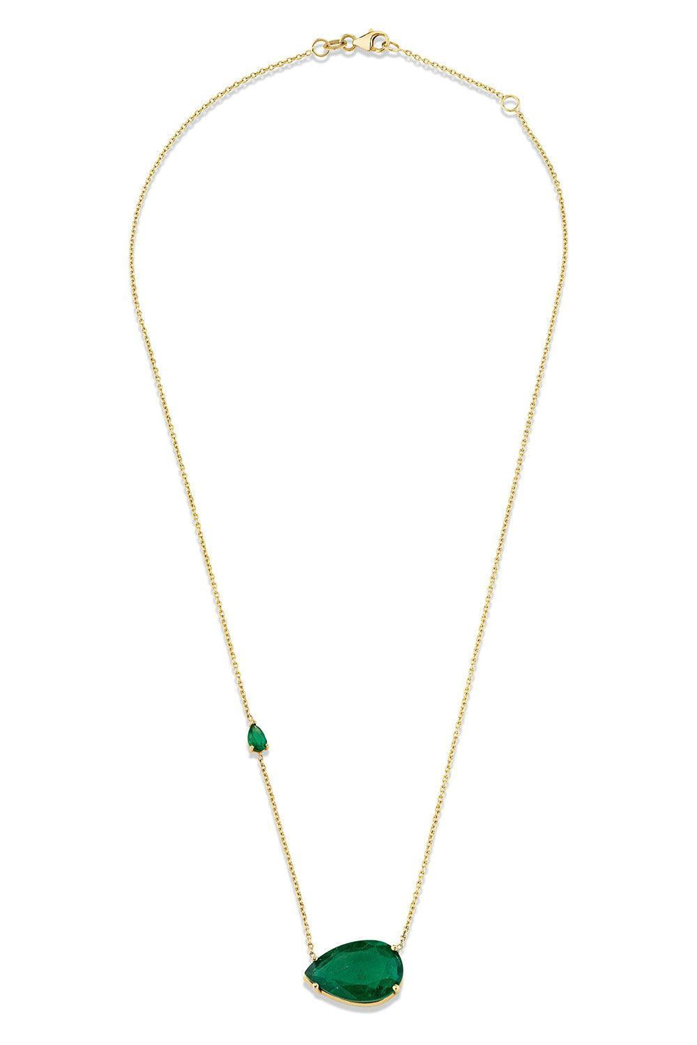 Emerald East West Pear Necklace-YELLOW GOLD-JEWELRYFINE JEWELNECKLACE O-SHAY JEWELRY