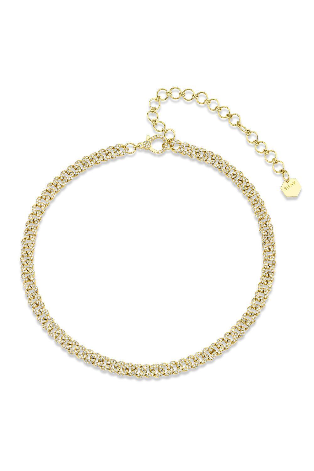 Mini Pave Link Choker-YELLOW GOLD-JEWELRYFINE JEWELNECKLACE O-SHAY JEWELRY