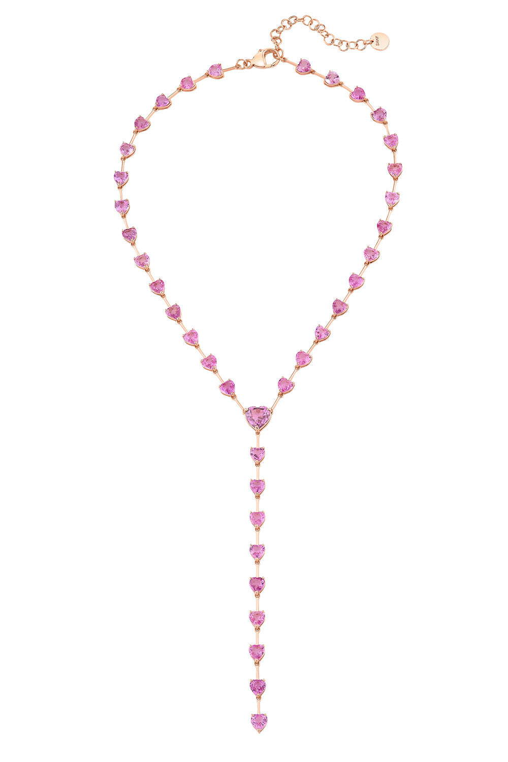 Pink Sapphire Heart Lariat Necklace