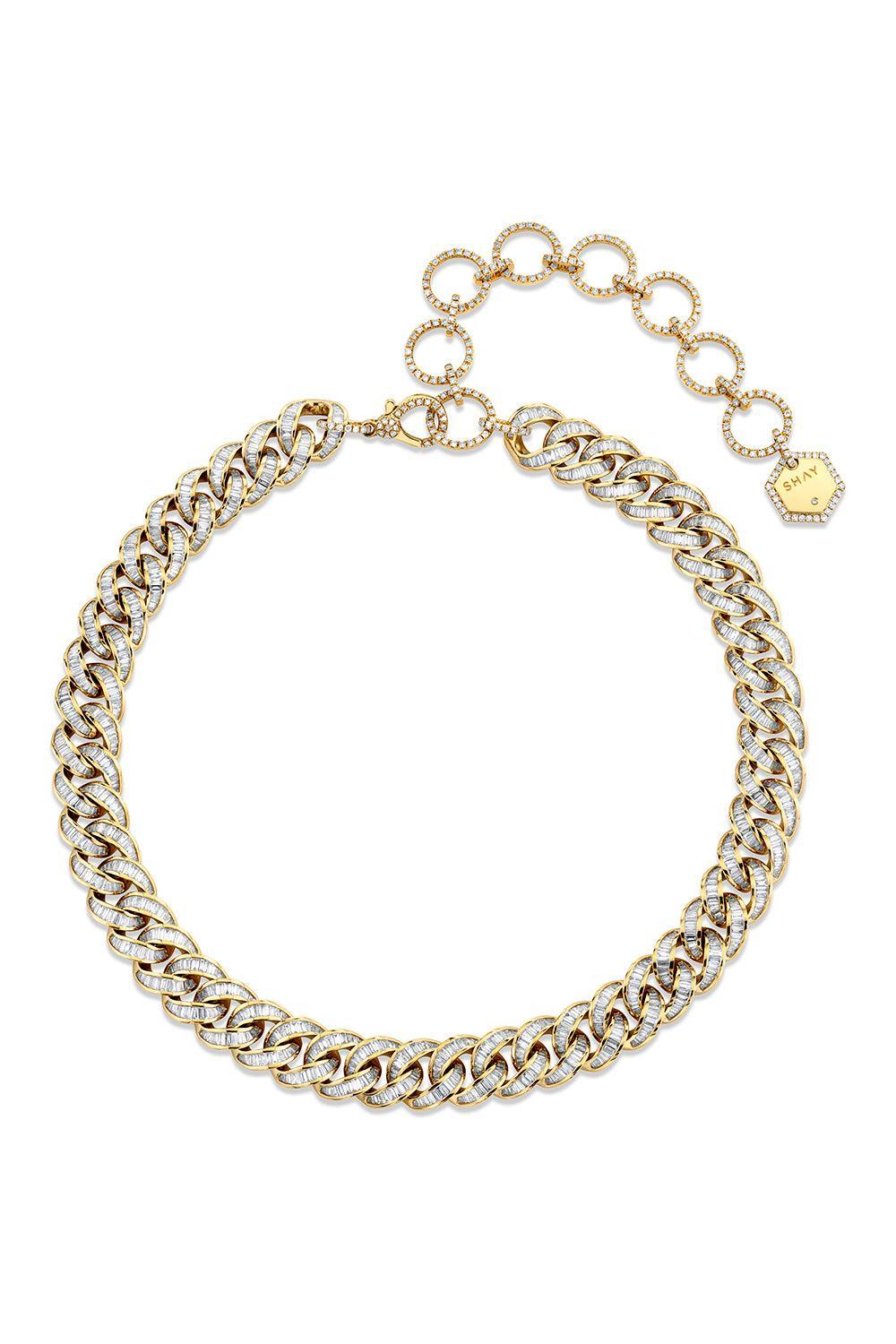Diamond Baguette Essential Link Necklace-YELLOW GOLD-JEWELRYFINE JEWELNECKLACE O-SHAY JEWELRY