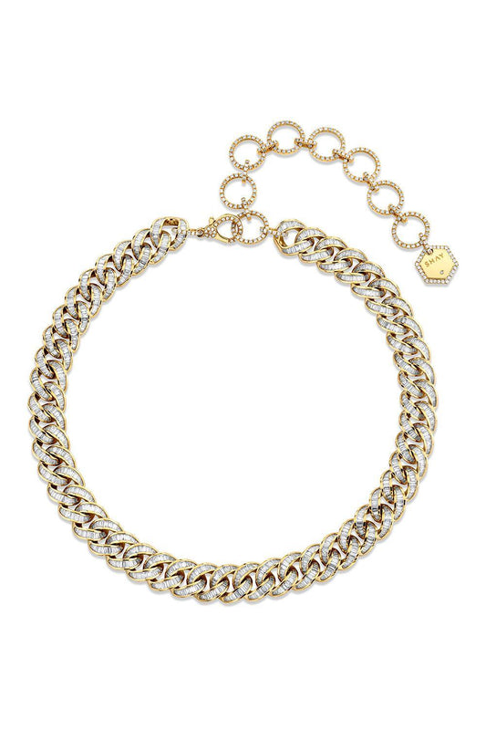 Diamond Baguette Essential Link Necklace-YELLOW GOLD-JEWELRYFINE JEWELNECKLACE O-SHAY JEWELRY