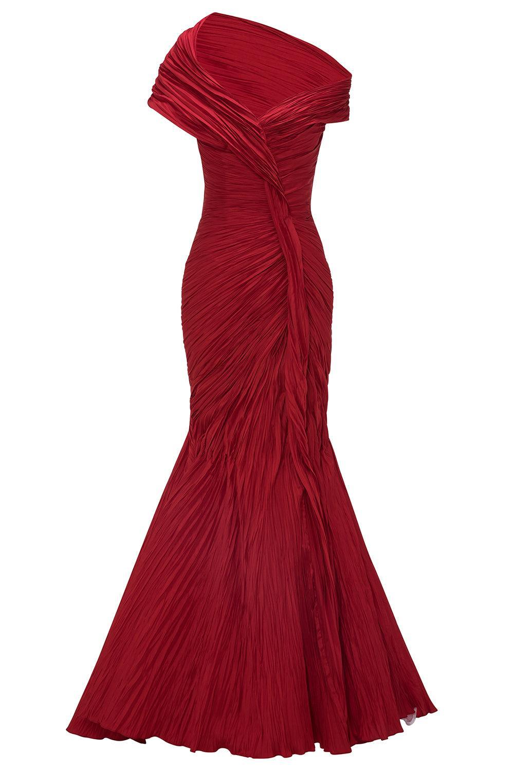 Twist Mermaid Gown-RED-36-CLOTHINGDRESSGOWN-MARMAR HALIM