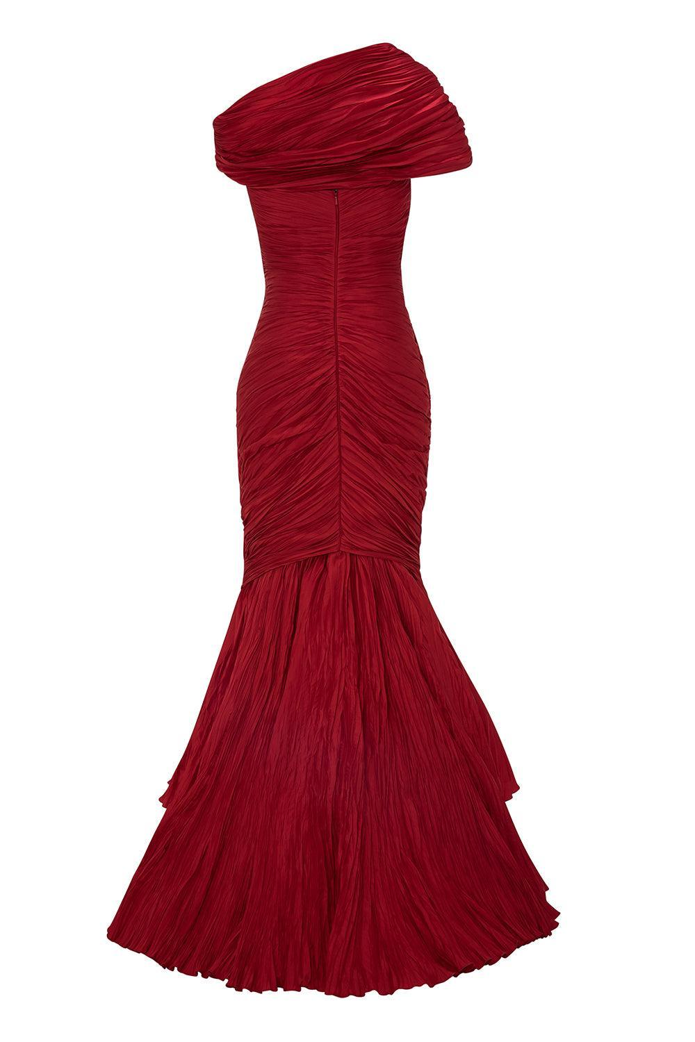 Twist Mermaid Gown-RED-36-CLOTHINGDRESSGOWN-MARMAR HALIM
