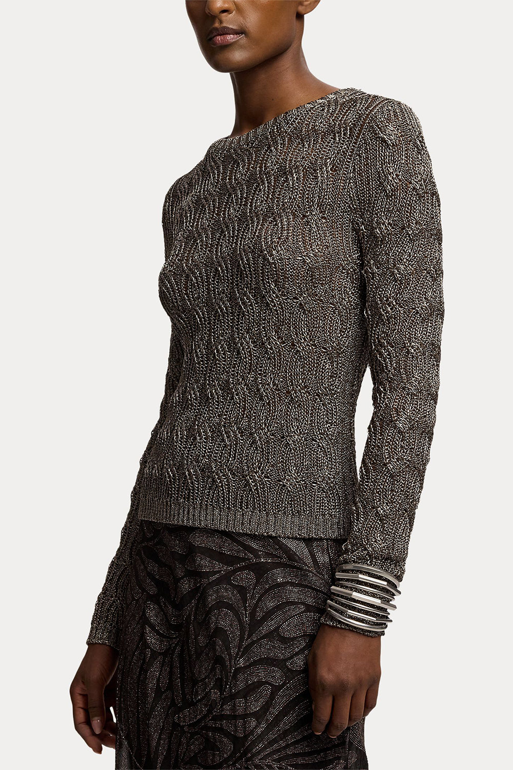 Metallic Crewneck Sweater