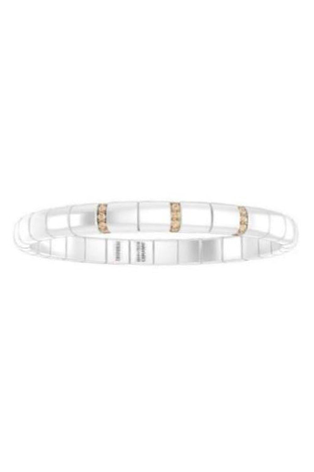 Diamond Three Bar White Pura Stretch Bracelet-ROSE GOLD-JEWELRYFINE JEWELBRACELET O-ROBERTO DEMEGLIO