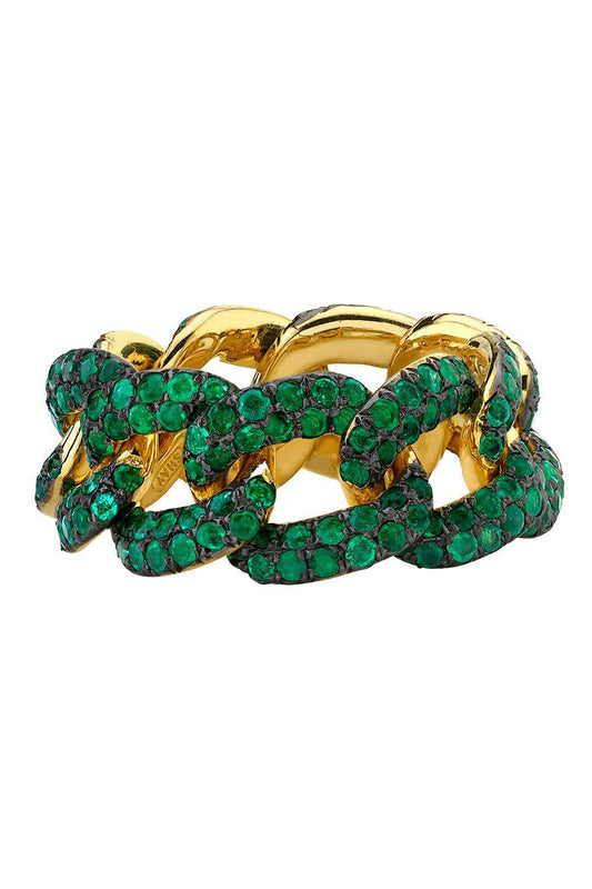 Green Garnet Essential Link Ring-YELLOW GOLD-6-JEWELRYFINE JEWELRING-SHAY JEWELRY