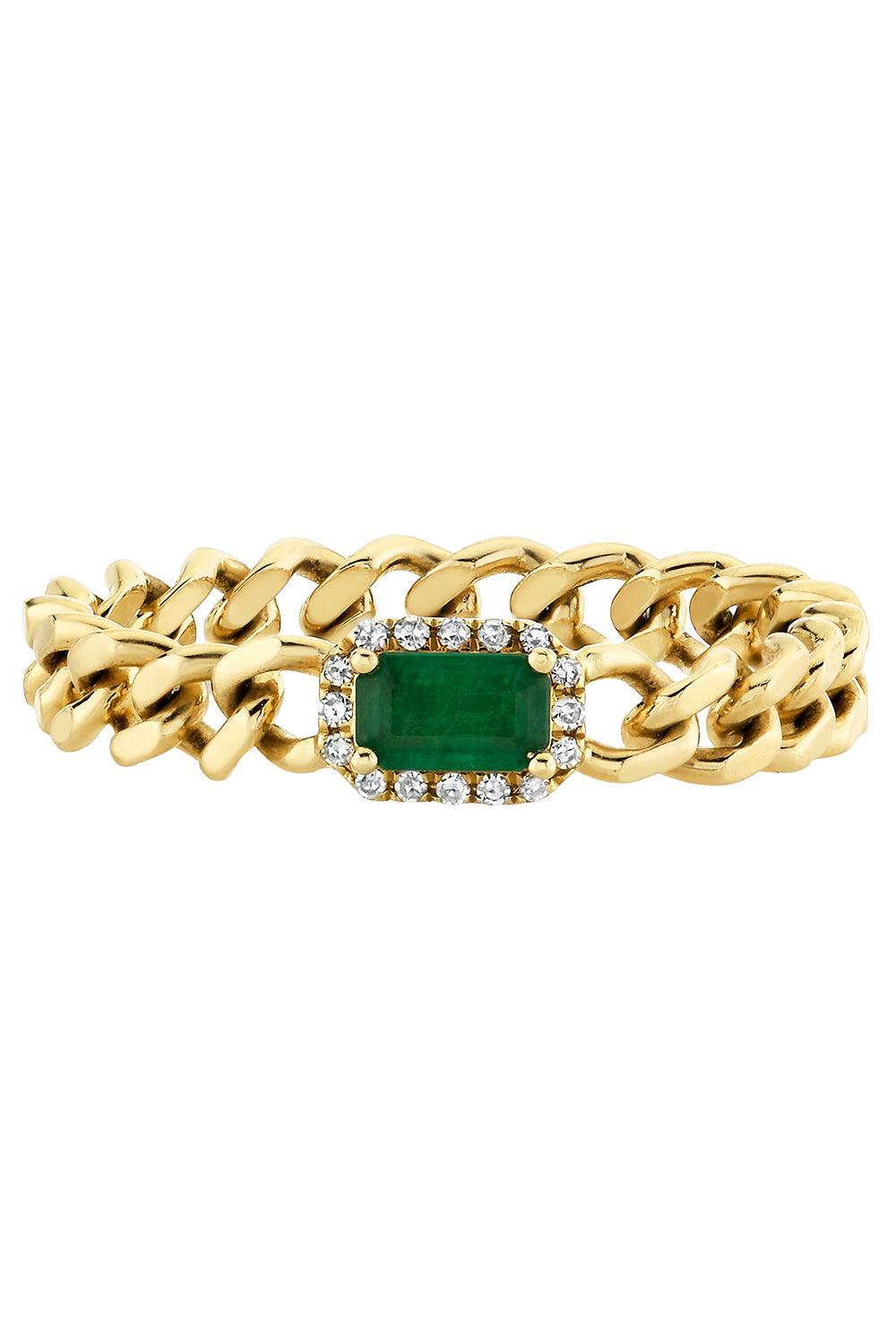 Emerald Rectangle Baby Link Ring-YELLOW GOLD-7-JEWELRYFINE JEWELRING-SHAY JEWELRY