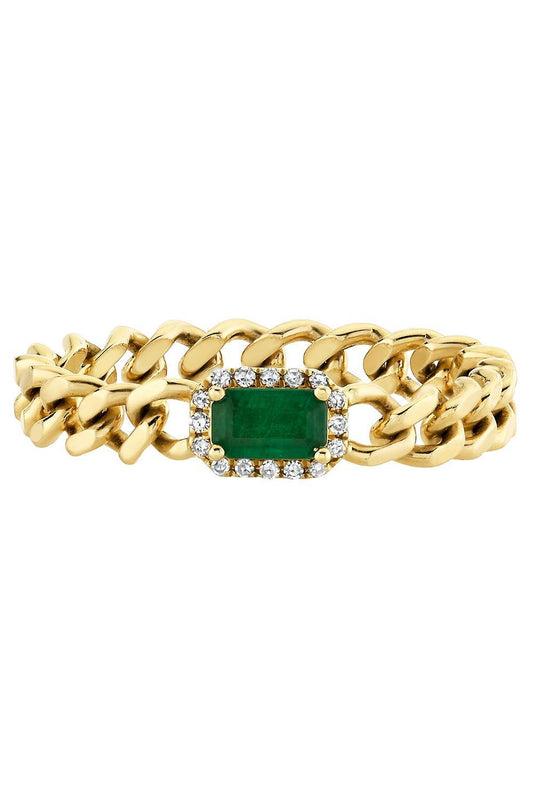 Emerald Rectangle Baby Link Ring-YELLOW GOLD-7-JEWELRYFINE JEWELRING-SHAY JEWELRY