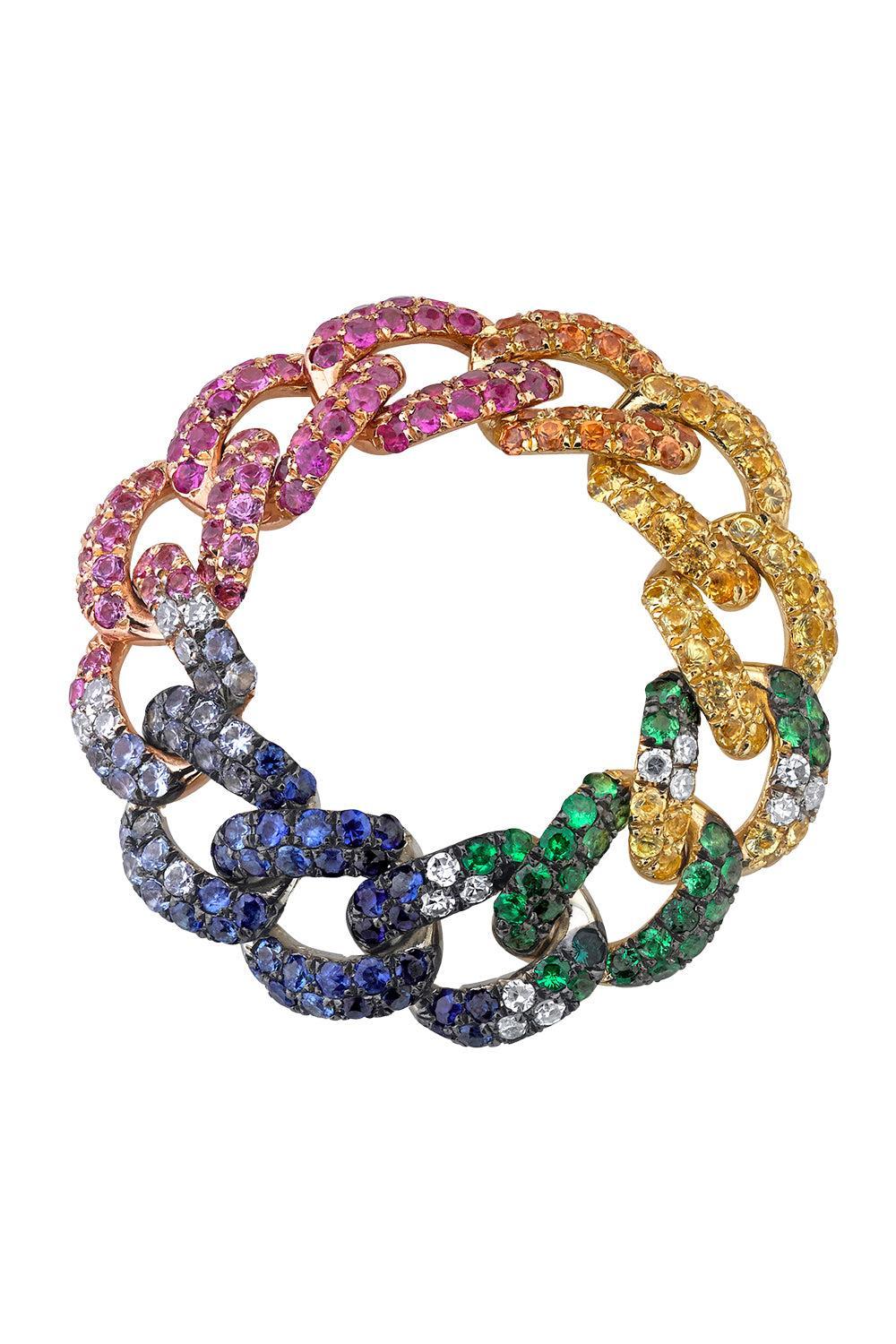 Sapphire Rainbow Pave Medium Link Ring-MULTI-5-JEWELRYFINE JEWELRING-SHAY JEWELRY