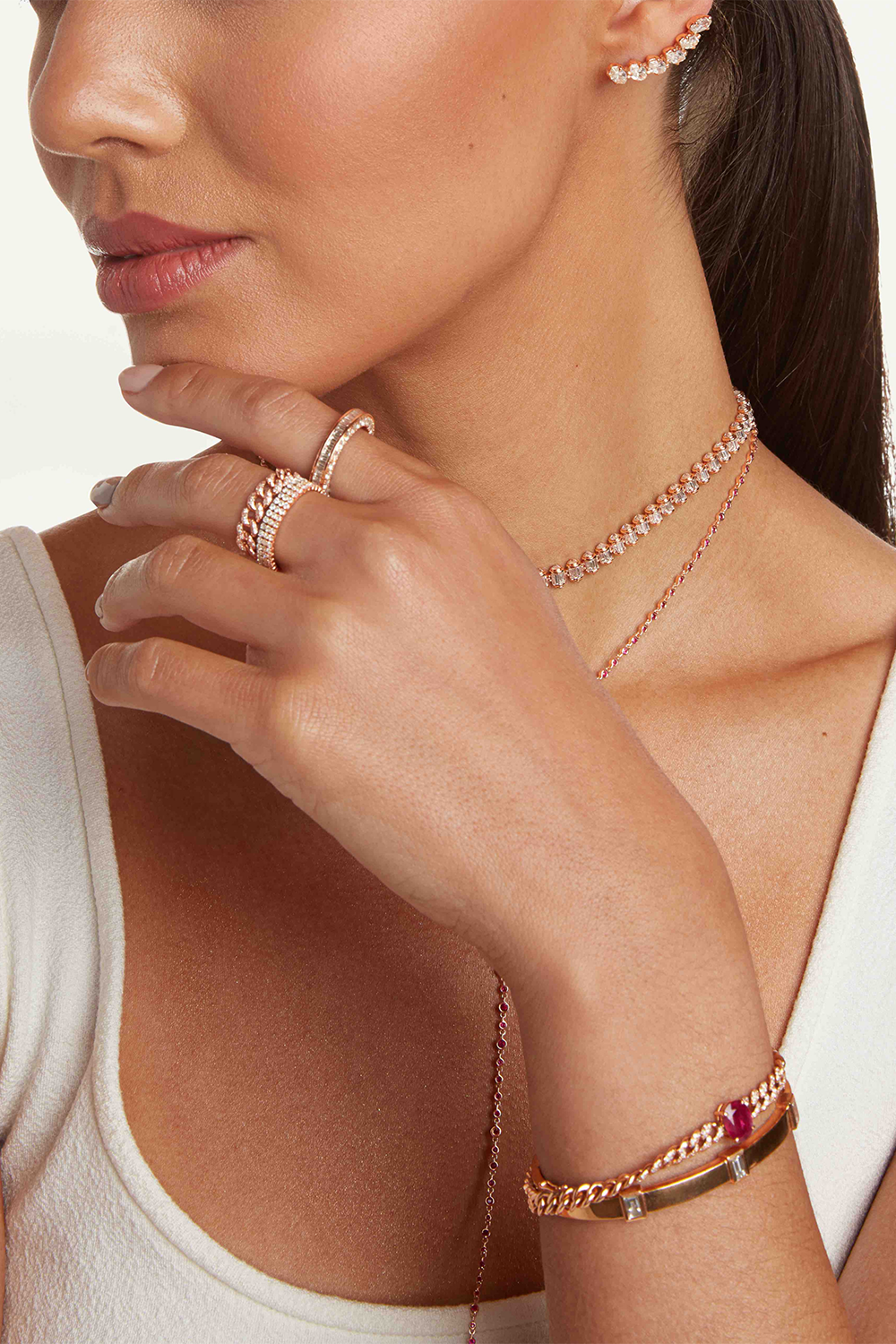 Diamond Pave Mini Link Ring-YELLOW GOLD-6-JEWELRYFINE JEWELRING-SHAY JEWELRY