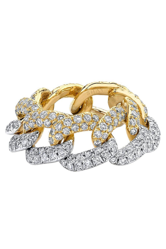 Diamond Two Tone Essential Link Ring-YELLOW GOLD-6-JEWELRYFINE JEWELRING-SHAY JEWELRY