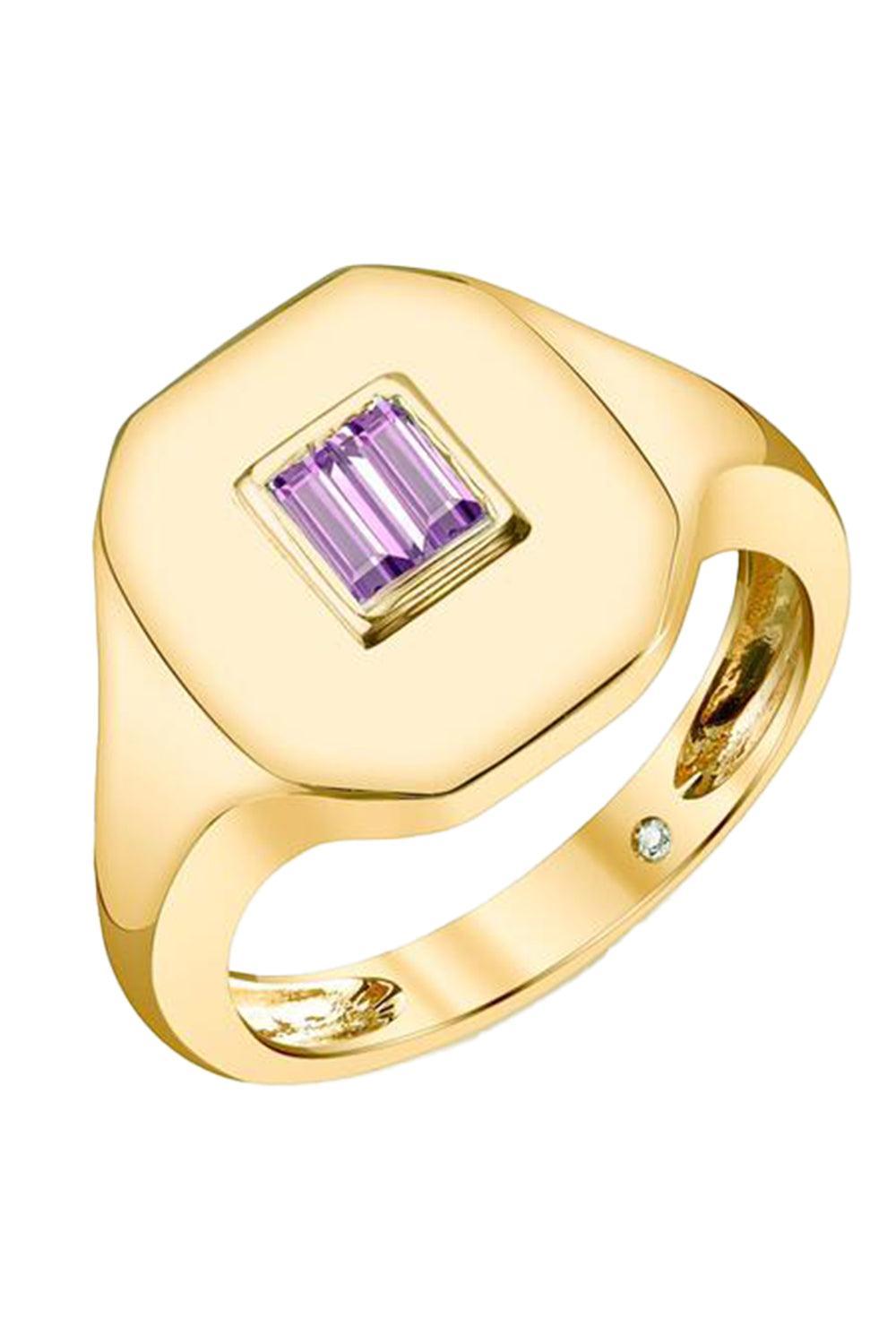 Amethyst Baguette Pinky Ring-YELLOW GOLD-3.5-JEWELRYFINE JEWELRING-SHAY JEWELRY