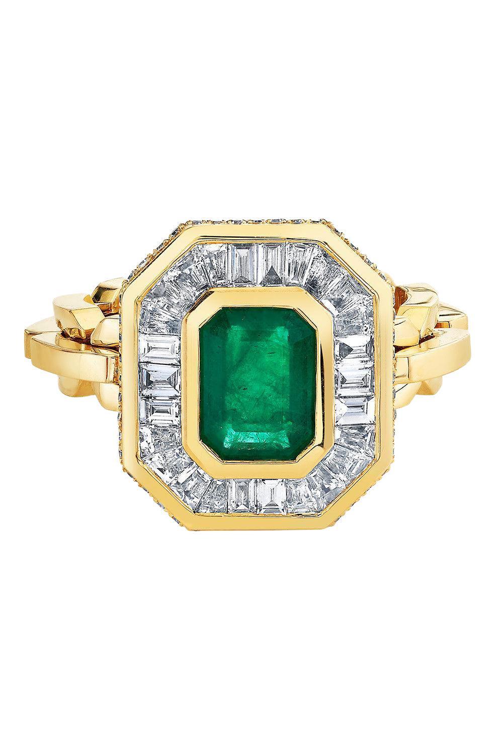 Emerald Diamond Halo Mini Deco Ring