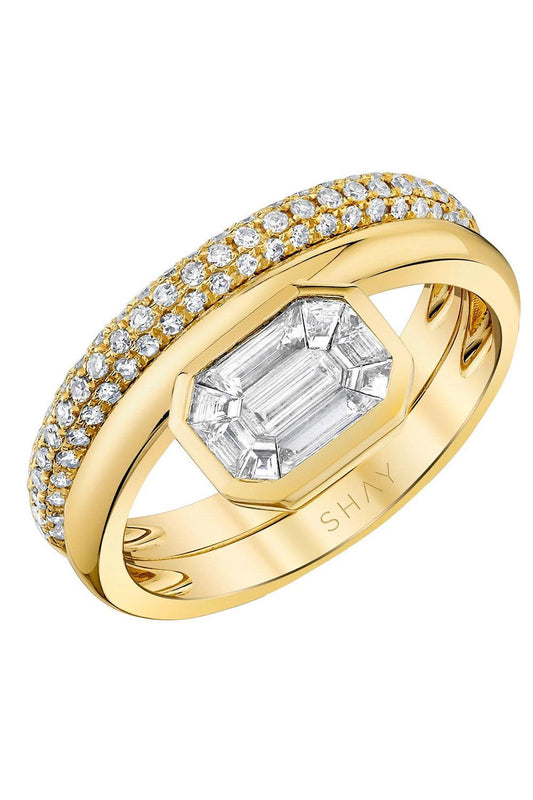 Diamond Floating Bezel Band Ring-YELLOW GOLD-7-JEWELRYFINE JEWELRING-SHAY JEWELRY