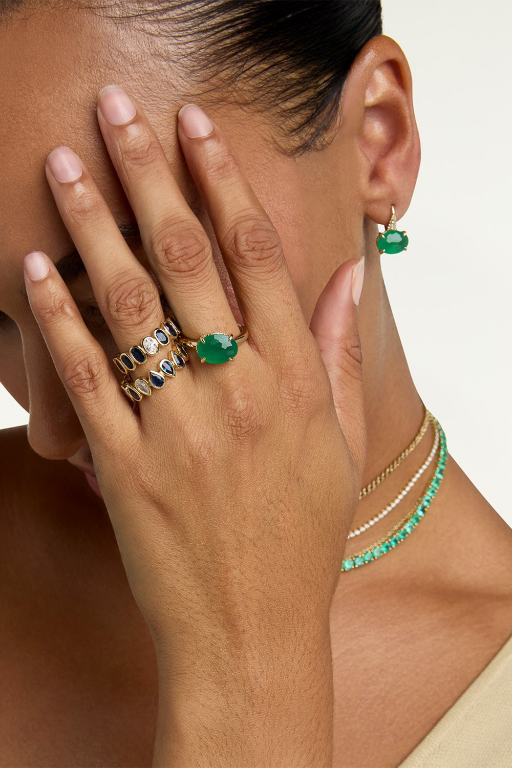 Blue Sapphire Diamond Pear Bezel Band Ring-YELLOW GOLD-6.5-JEWELRYFINE JEWELRING-SHAY JEWELRY