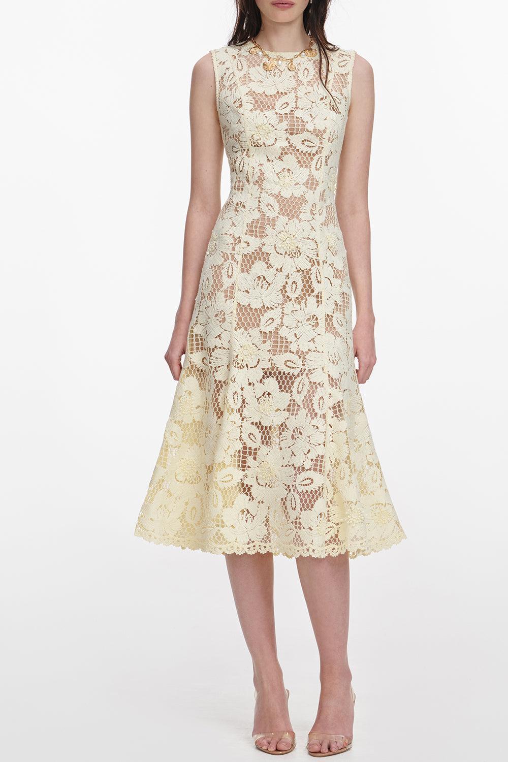 Sleeleless Tie Back Midi Dress-YELLOW-2-CLOTHINGDRESSCASUAL-SELF-PORTRAIT