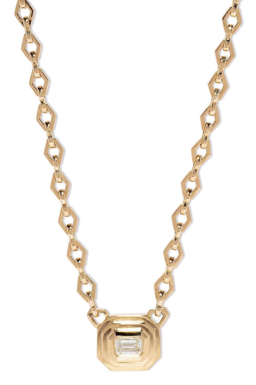 Staircase Diamond Medium Chain Necklace-YELLOW GOLD-JEWELRYFINE JEWELNECKLACE O-AZLEE