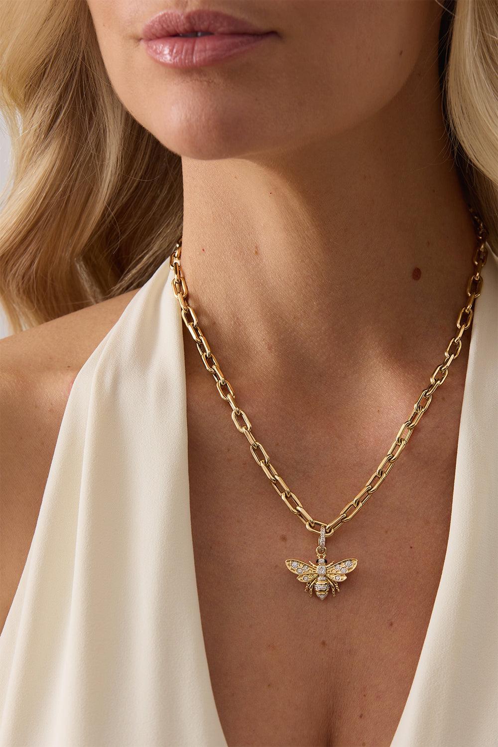 Medium Queen bee Charm-YELLOW GOLD-M-JEWELRYFINE JEWELPENDANT-SARA WEINSTOCK