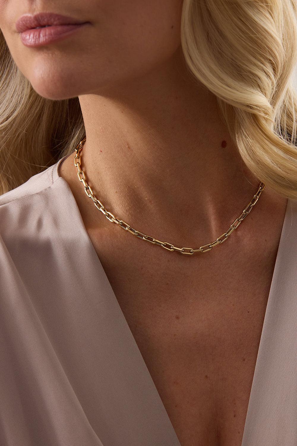 Small Rectangle Charm Necklace-YELLOW GOLD-16-JEWELRYFINE JEWELNECKLACE O-SARA WEINSTOCK