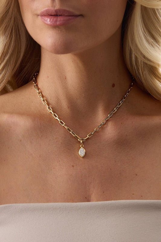 Diamond Marquise Charm-YELLOW GOLD-JEWELRYFINE JEWELPENDANT-SARA WEINSTOCK