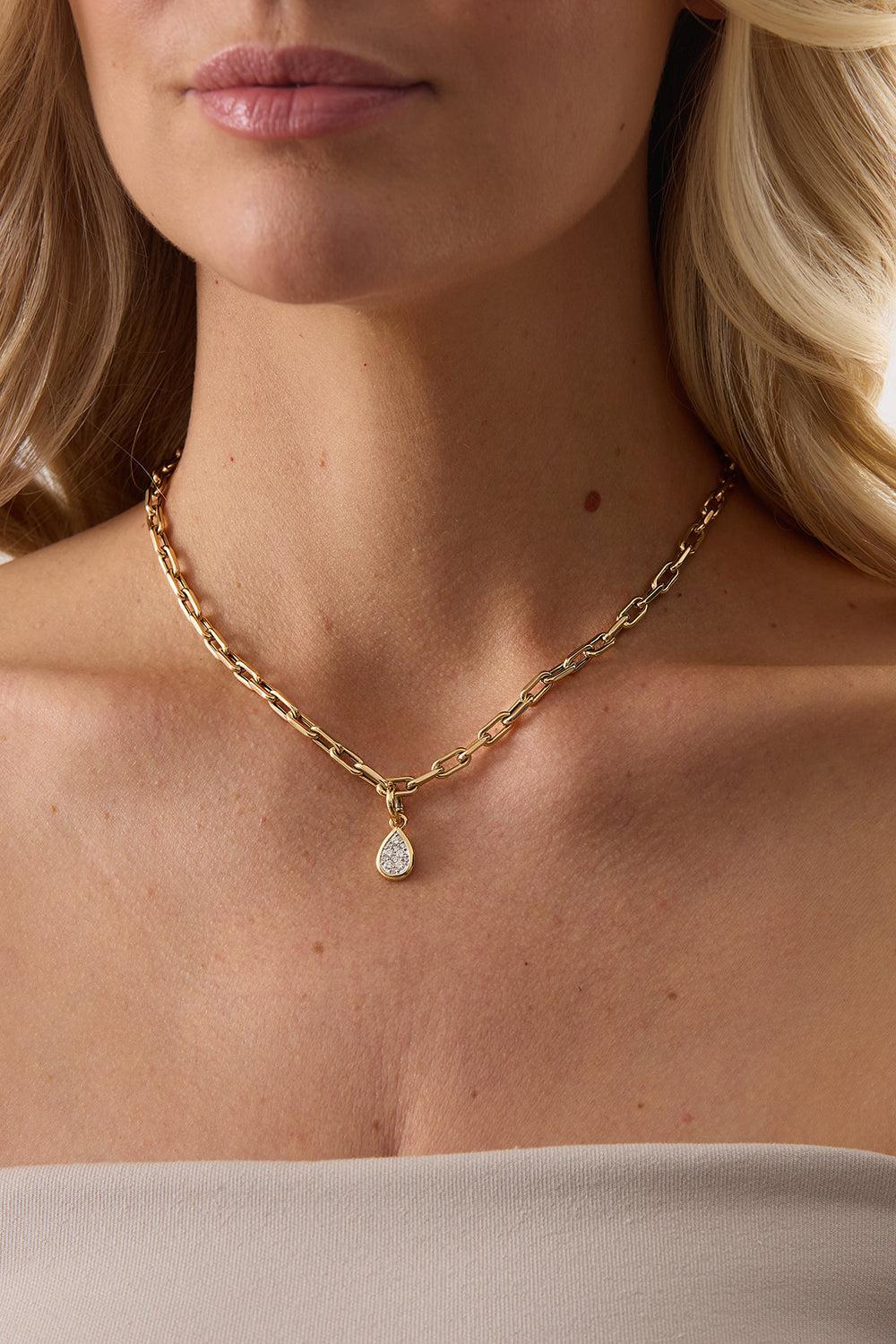 Diamond Pear Charm-YELLOW GOLD-JEWELRYFINE JEWELPENDANT-SARA WEINSTOCK