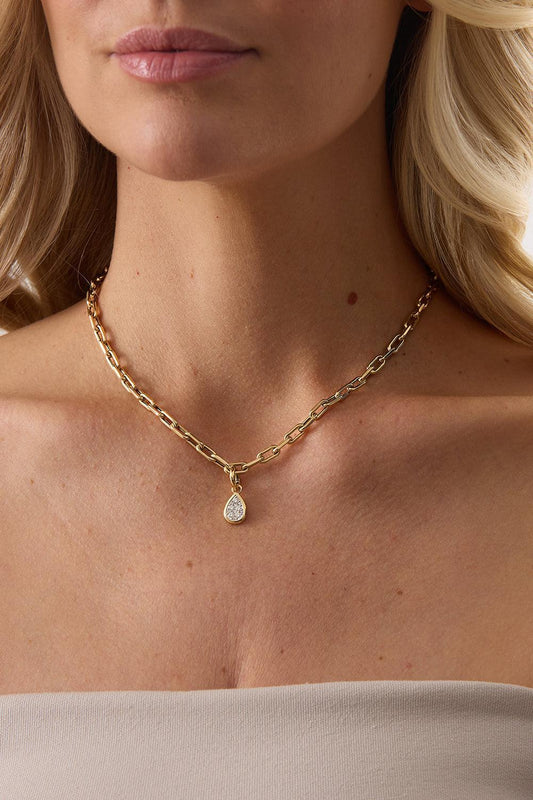 Diamond Pear Charm-YELLOW GOLD-JEWELRYFINE JEWELPENDANT-SARA WEINSTOCK