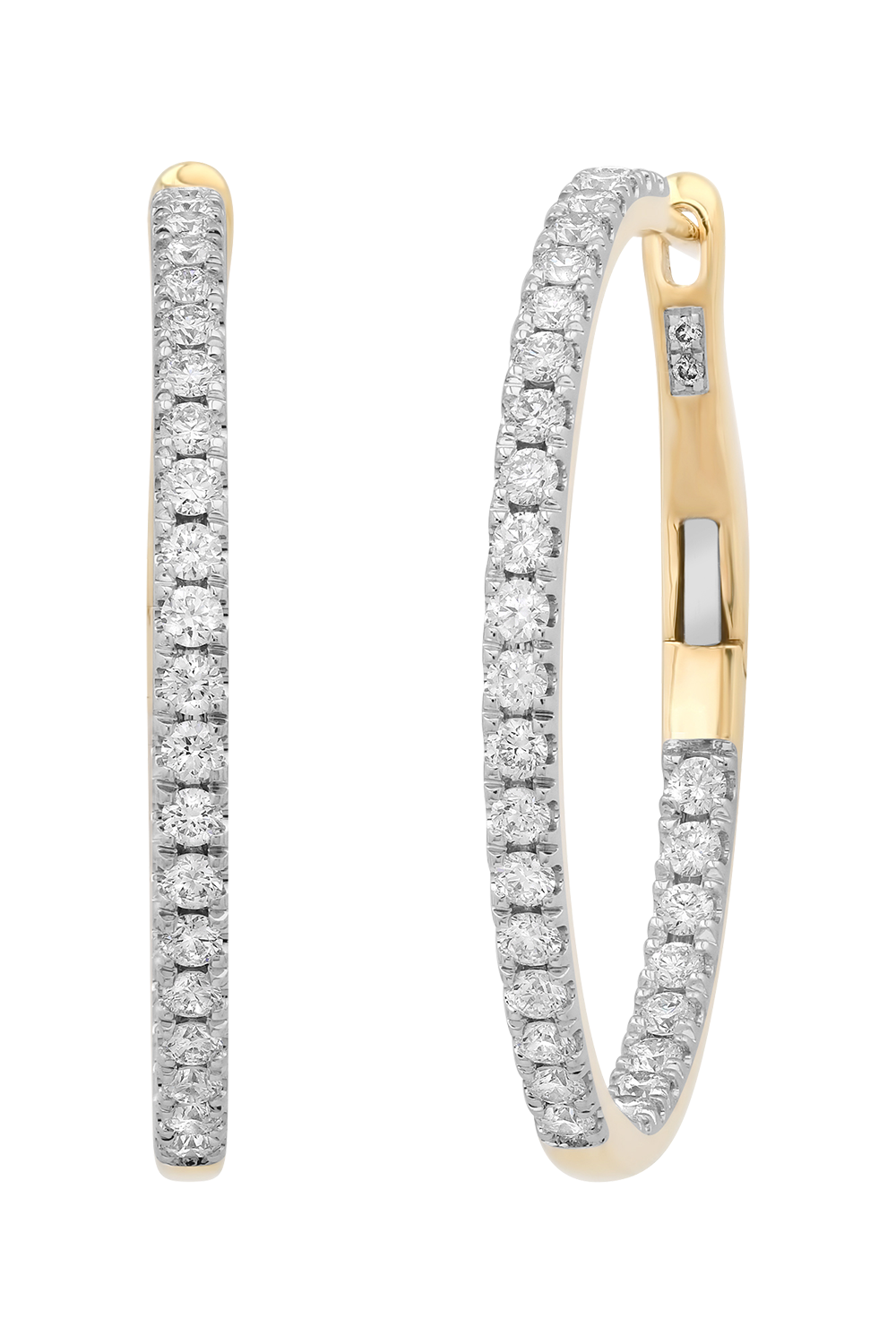 Diamond Round Large Eternity Hoop Earrings-YELLOW GOLD-JEWELRYFINE JEWELEARRING-SARA WEINSTOCK