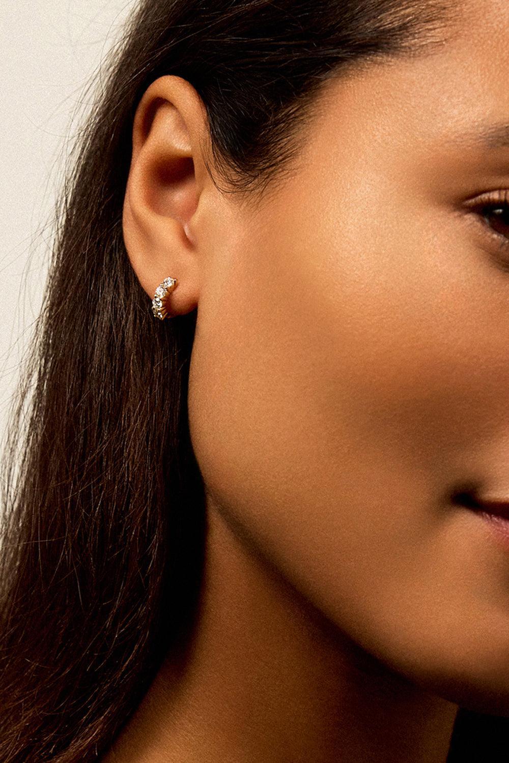 Sadie Diamond Huggie Hoop Earrings - White Gold-WHITE GOLD-JEWELRYFINE JEWELEARRING-MELISSA KAYE