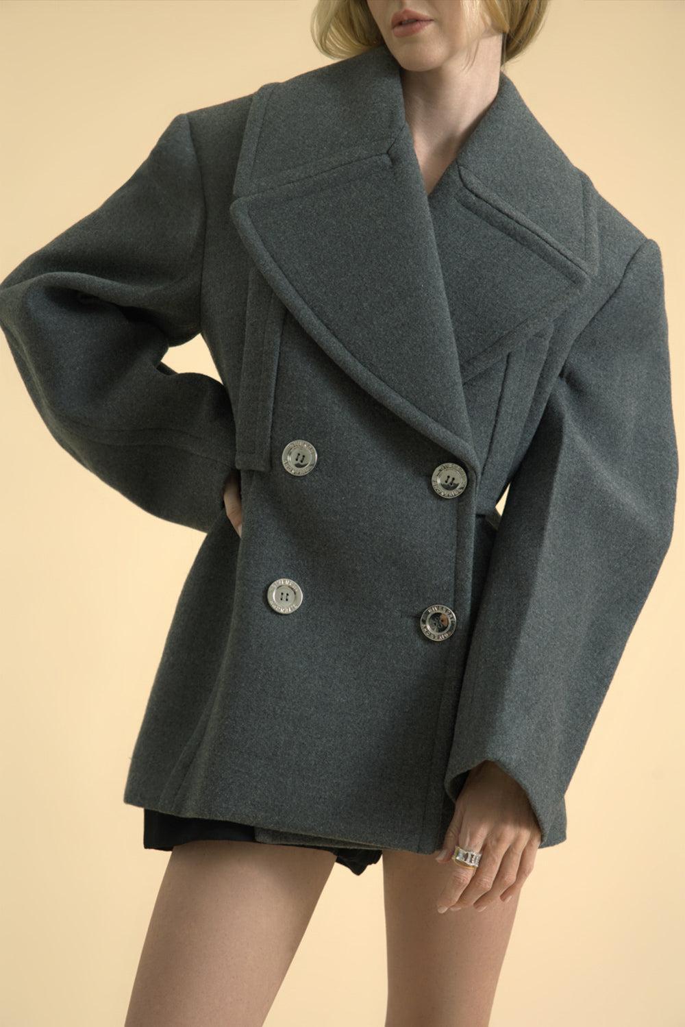 Double Wool Melange Peacoat-SLATEBLD-38-CLOTHINGJACKETCASUAL-GIVENCHY