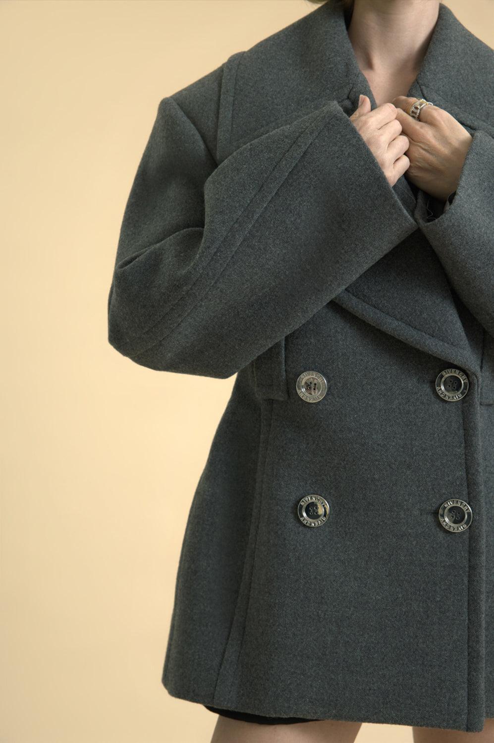 Double Wool Melange Peacoat-SLATEBLD-38-CLOTHINGJACKETCASUAL-GIVENCHY