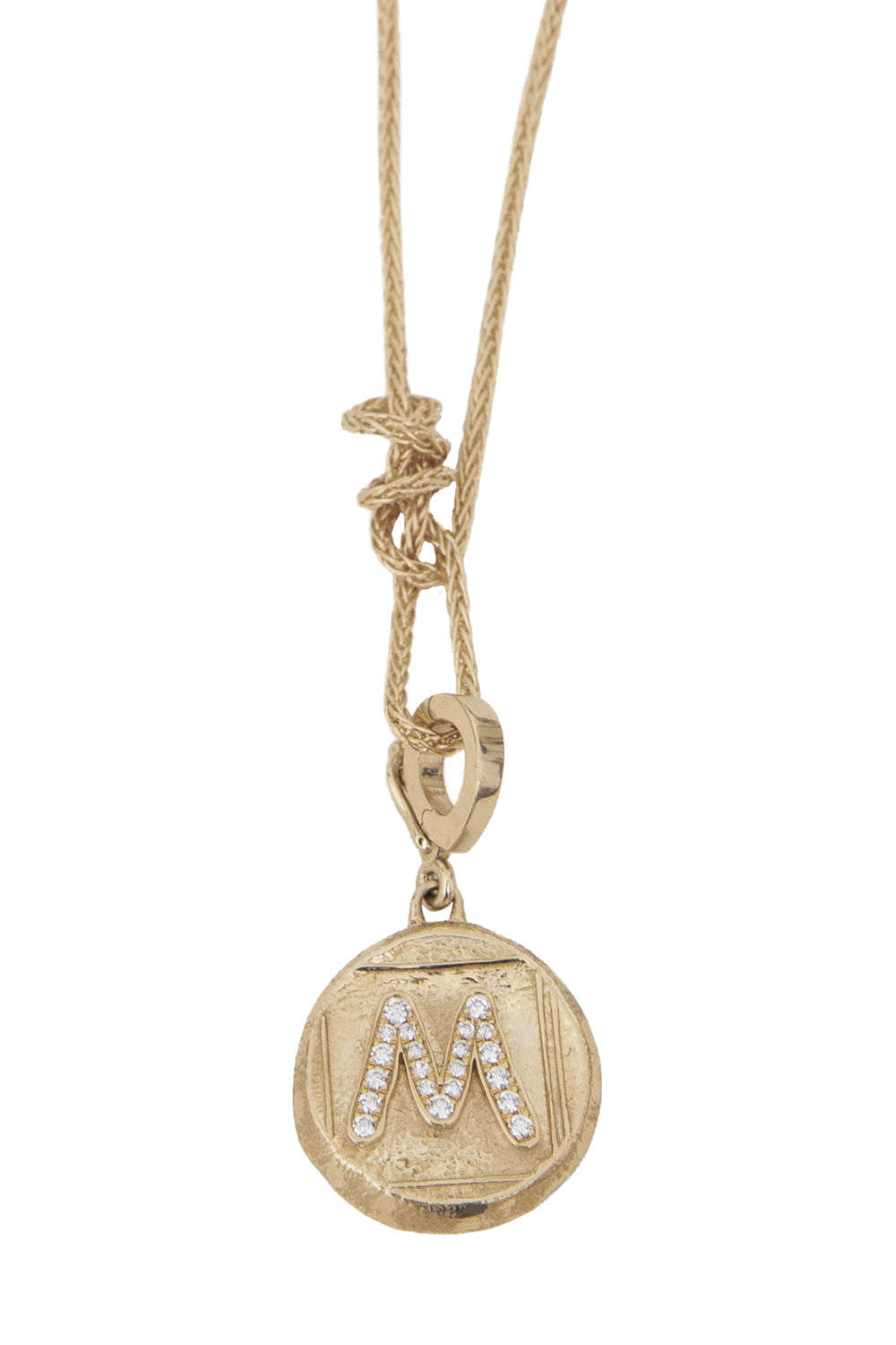 Diamond M Initial Small Signature Coin Pendant