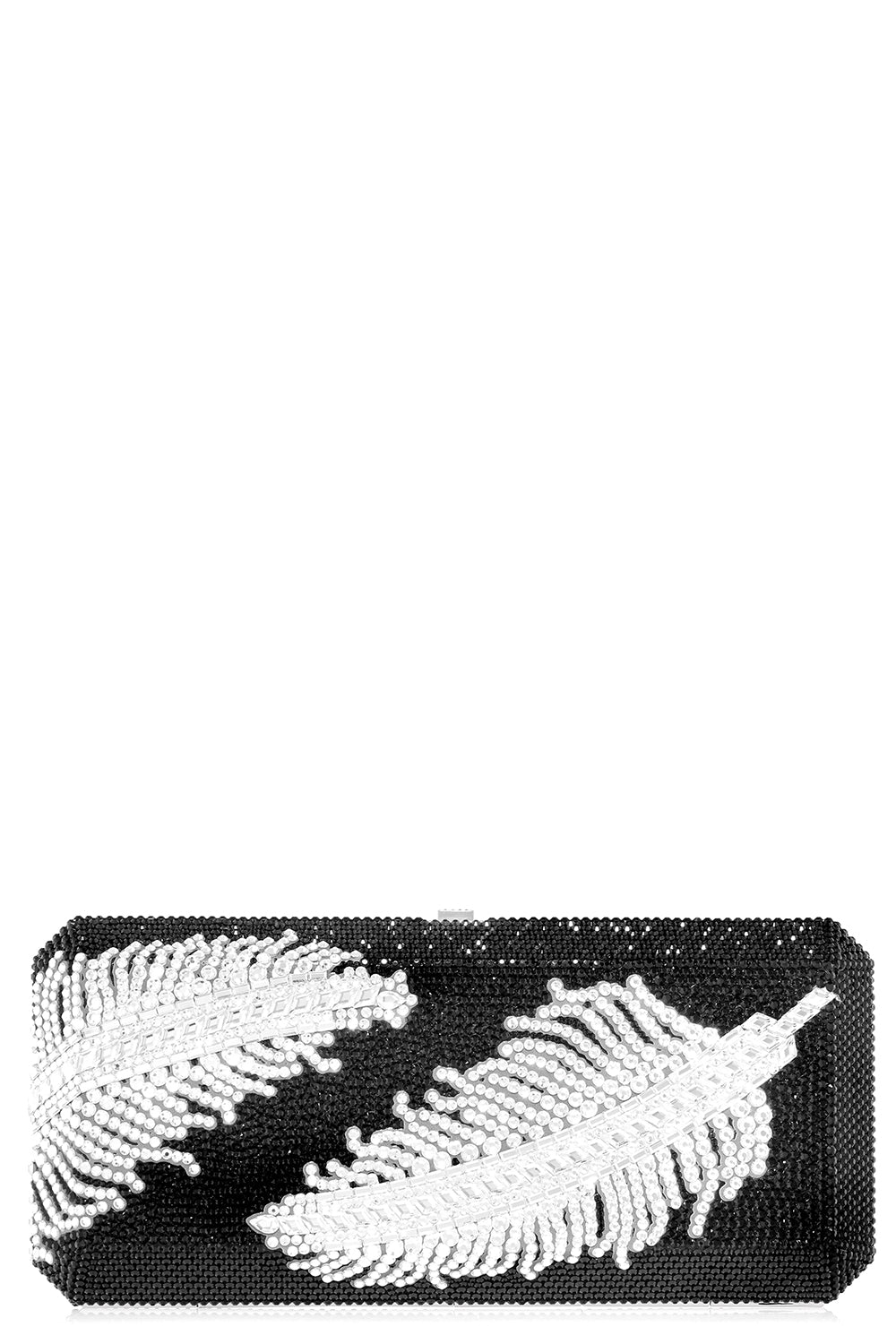 Slim Rectangle Clutch - Plume Black-BLACK/WHITE-HANDBAGCLUTCHES-JUDITH LEIBER