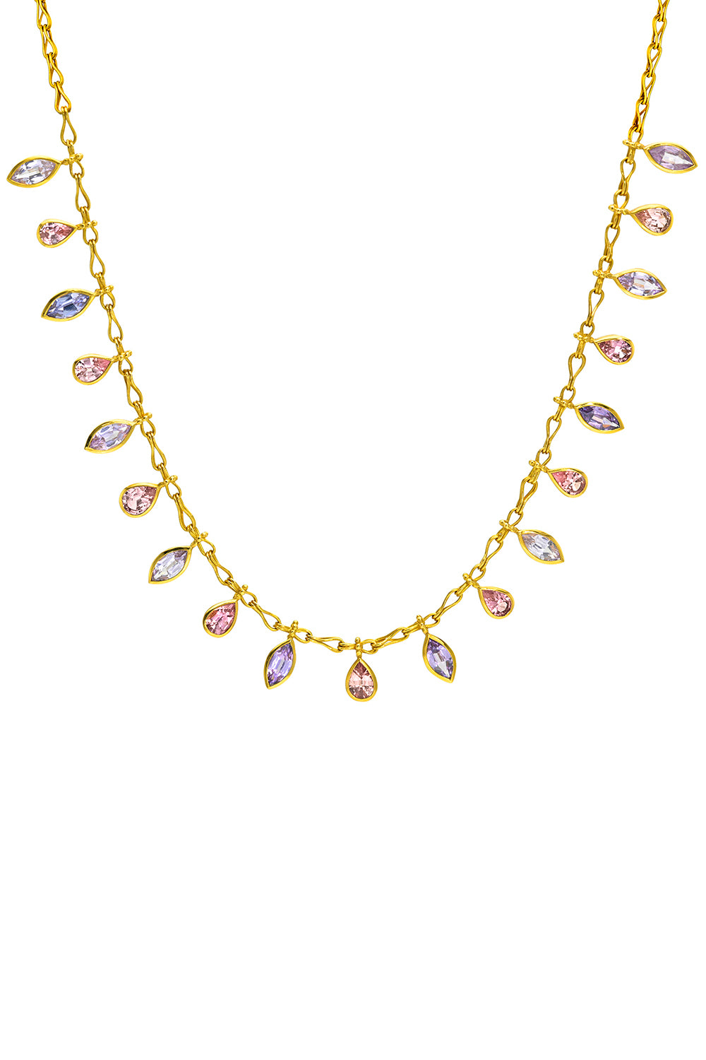 Multicolored Spinel Sapphire Fringe Necklace