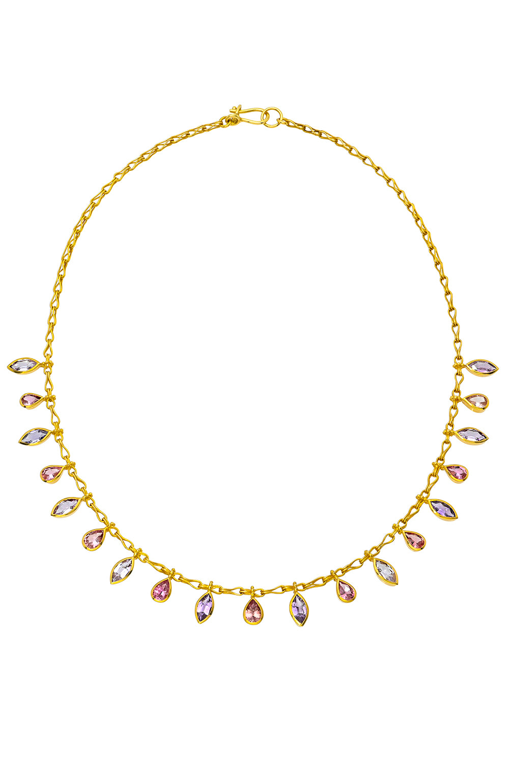 Multicolored Spinel Sapphire Fringe Necklace