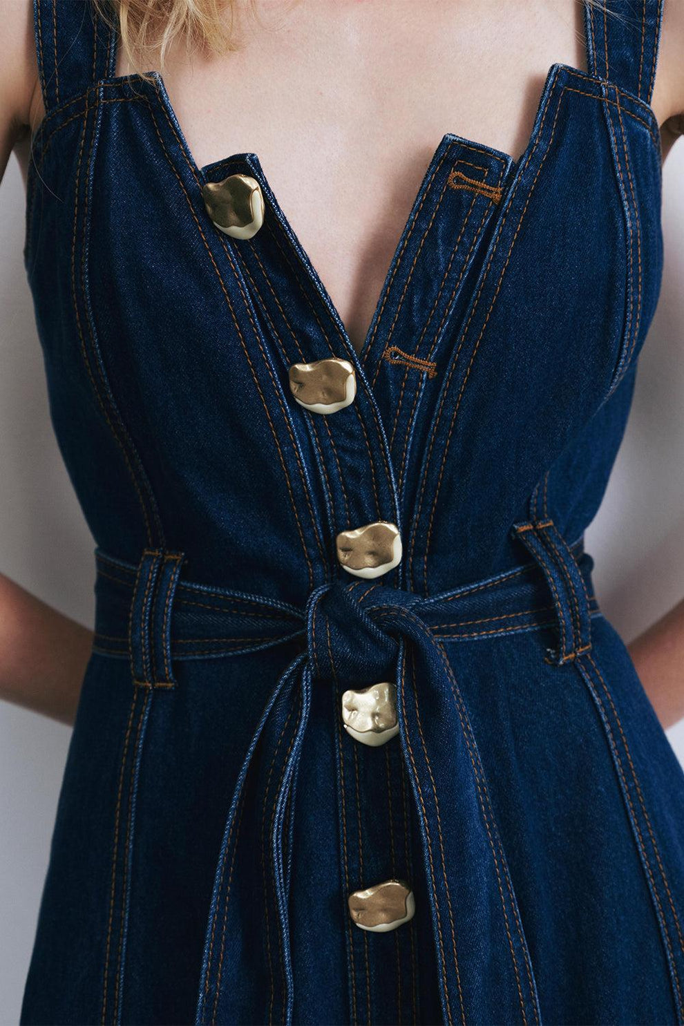 white christmas dresses Aura Denim Midi Dress | Sea Spray Wash main image 0