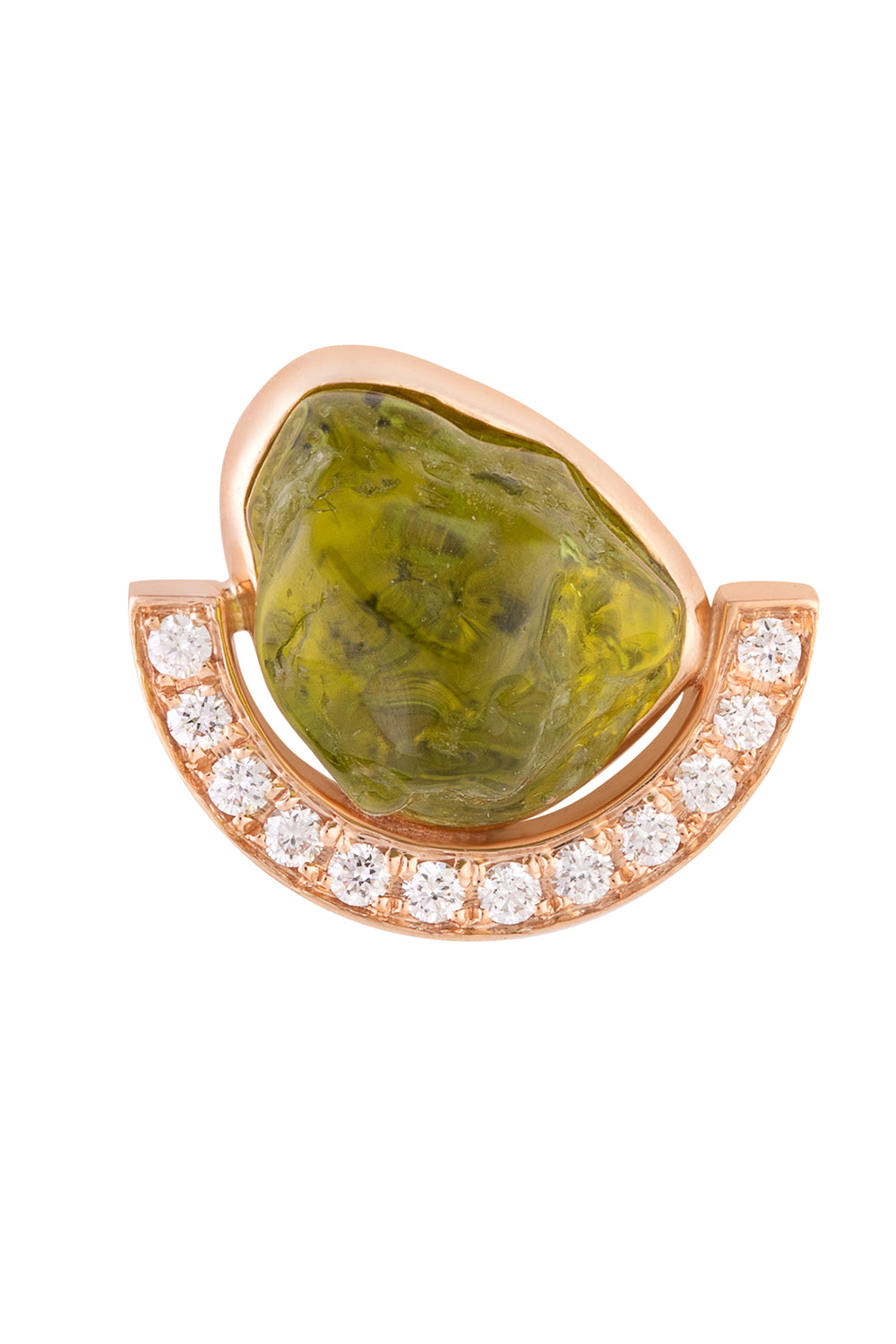 Diamond Peridot Stud Earring