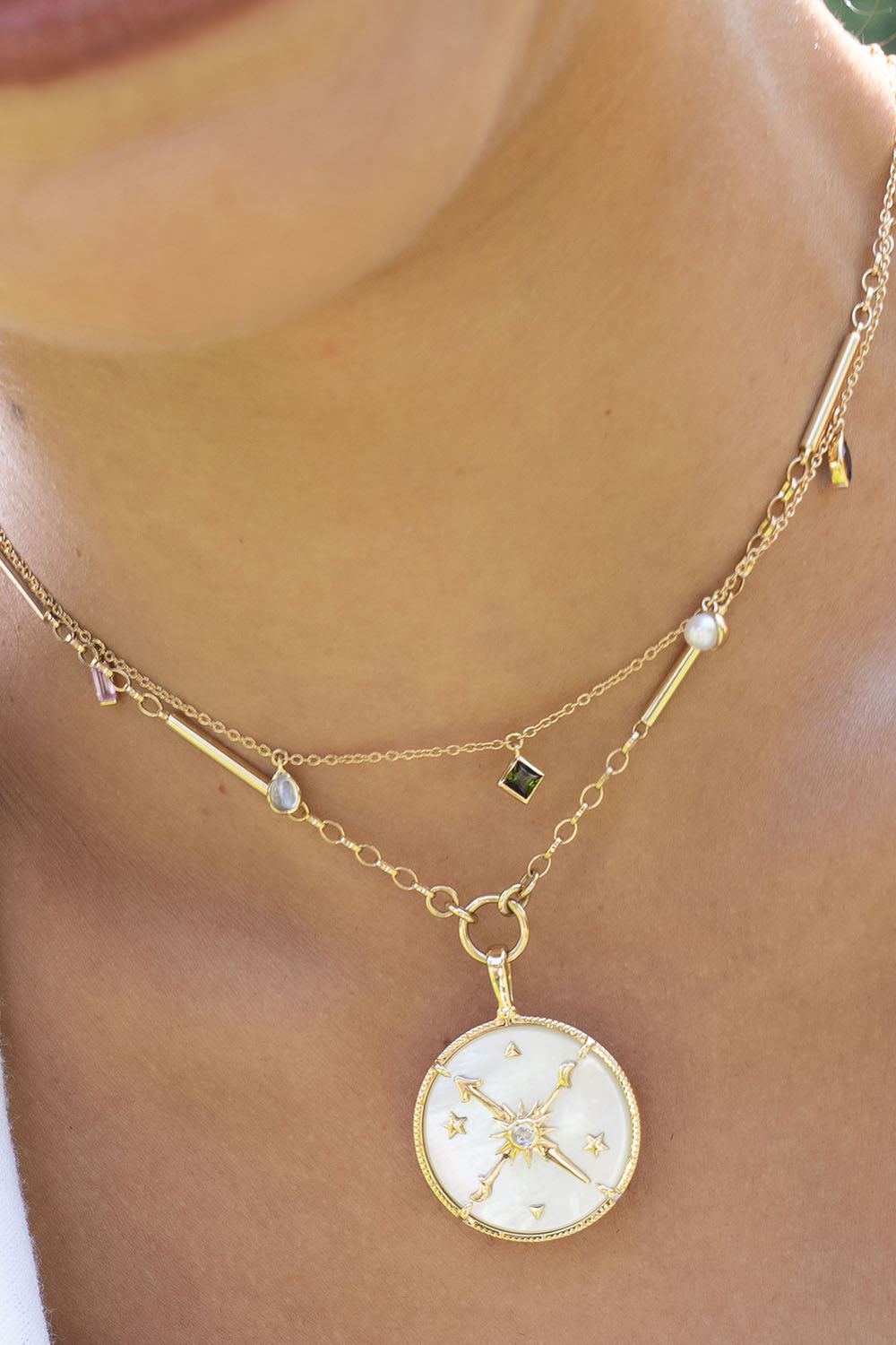 Pearl Diamond Constellation Locket Necklace