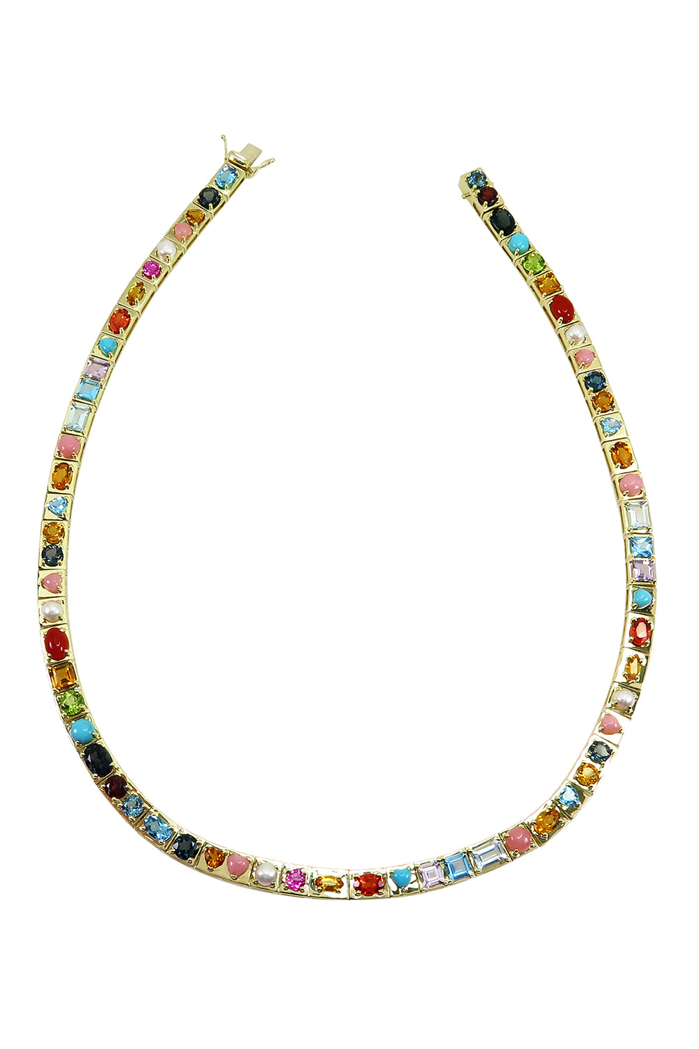 Multistone Leggo Necklace - Yellow Gold