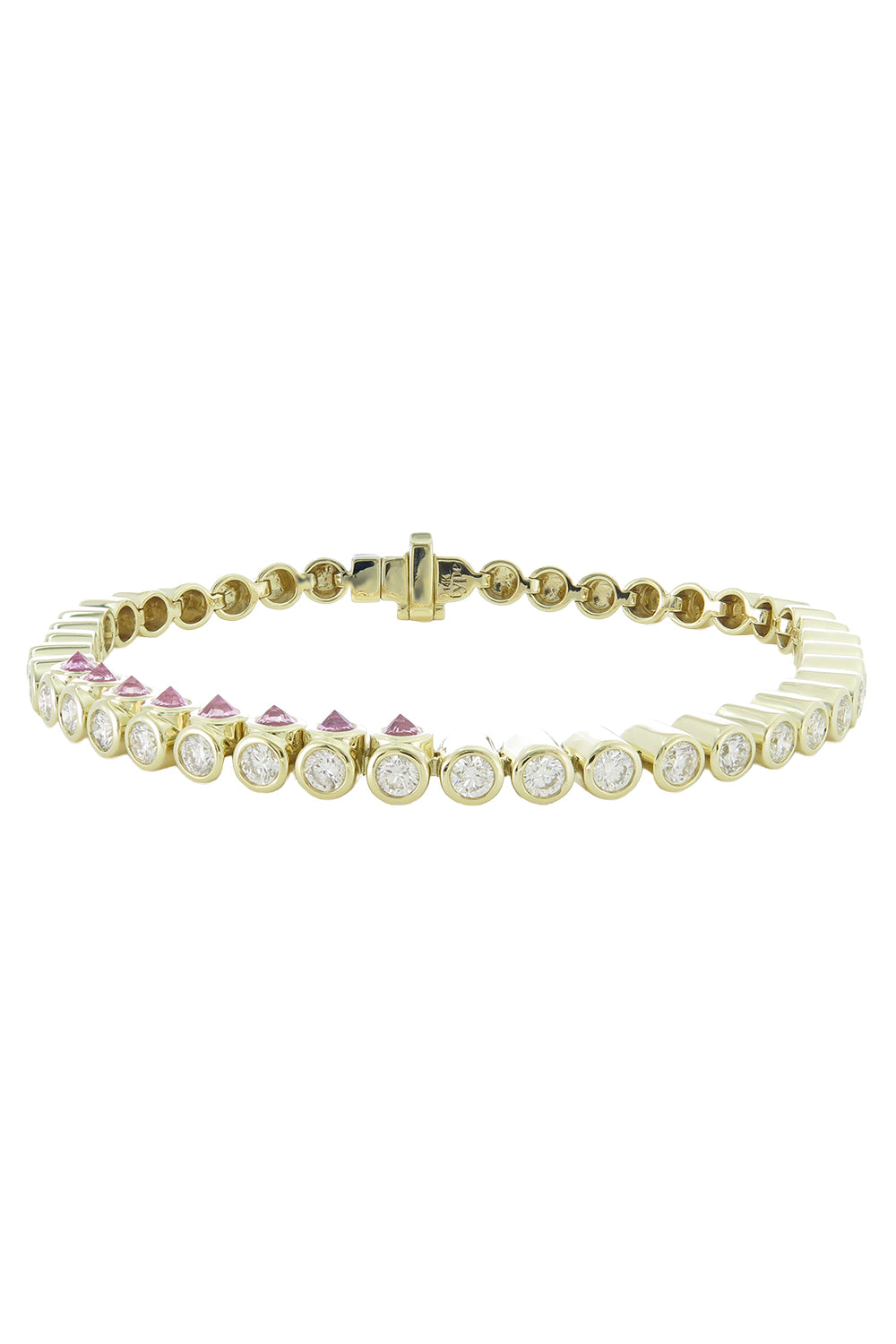 Diamond Pink Sapphire Sideways Tennis Bracelet