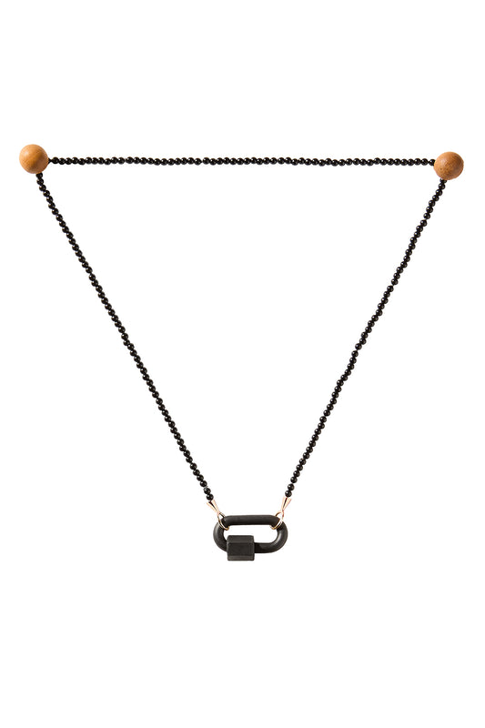 Black Agate Tone On Tone Rubber Lock Necklace