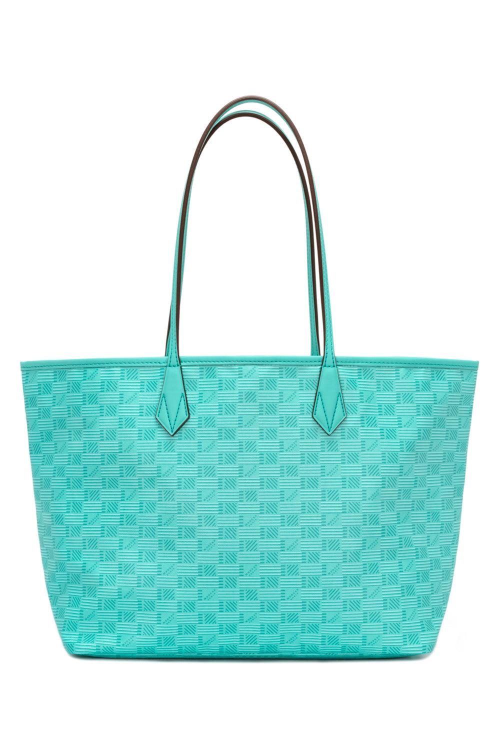 St Tropez Zip Tote MM - Turquoise Natural-TURQ/NAT-O/S-HANDBAGTOTES-MOREAU