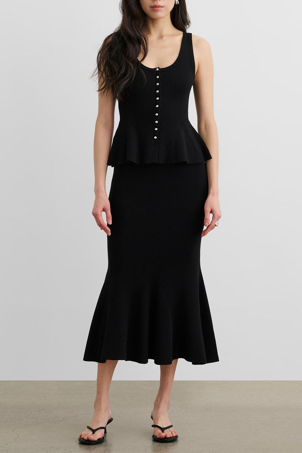 Lynn Midi Skirt-BLACK-XS-CLOTHINGSKIRTMIDI-TOCCIN