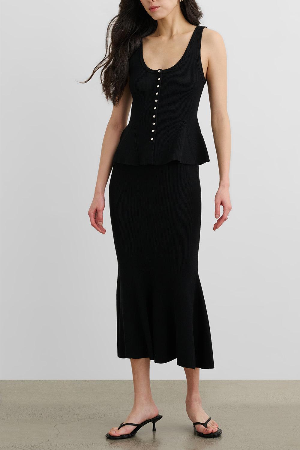 Lynn Midi Skirt-BLACK-XS-CLOTHINGSKIRTMIDI-TOCCIN
