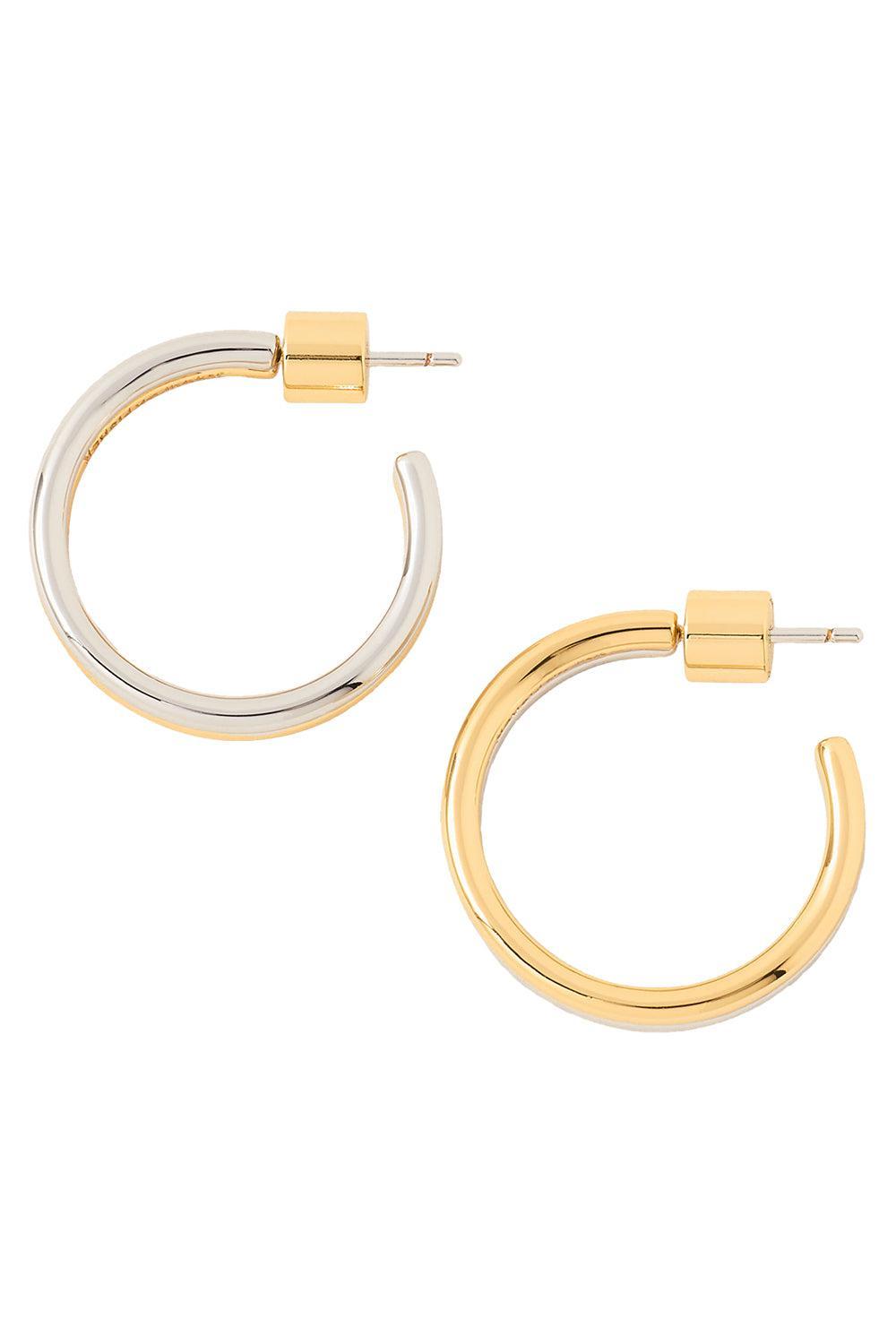 Two-Tone Thread Micro Hoop Earrings-SLVR YLW-JEWELRYBOUTIQUEEARRING-JENNIFER FISHER
