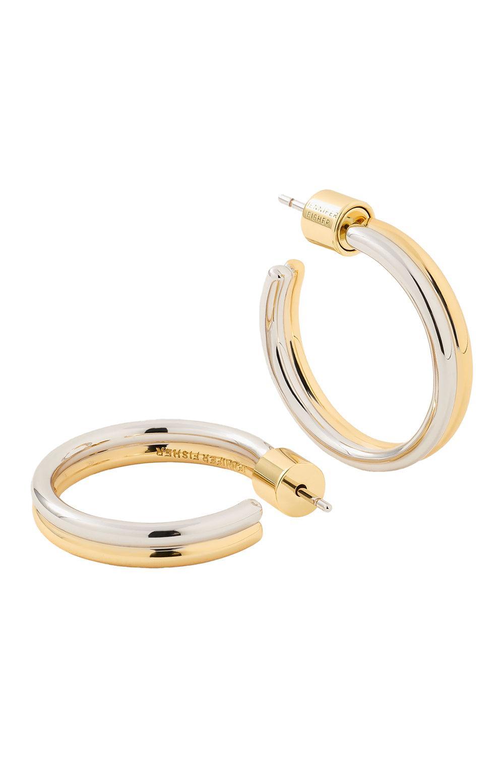Two-Tone Thread Micro Hoop Earrings-SLVR YLW-JEWELRYBOUTIQUEEARRING-JENNIFER FISHER